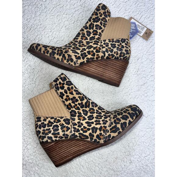 TOMS Sadie Leopard-Cheetah Round Toe Bootie Casual Boots Ankle Mid Heel - sz 7.5 - Picture 6 of 12